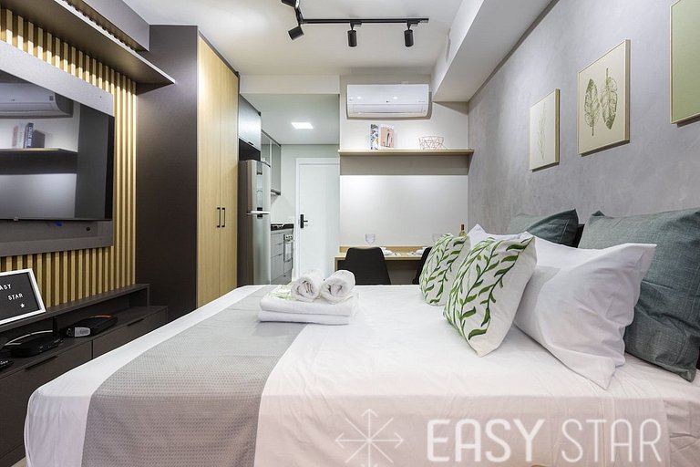 Easy Star - Studio Incrível com vaga e piscina em Moema - ET