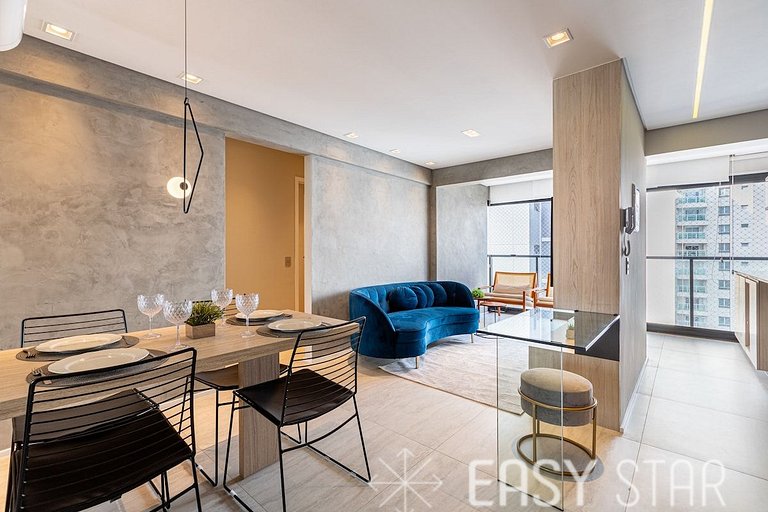 Luxuoso apartamento iluminado 2 quartos Pinheiros