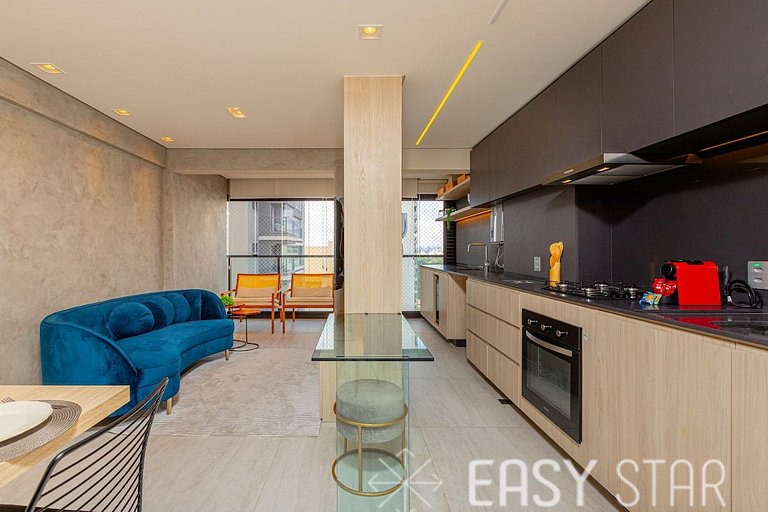 Luxuoso apartamento iluminado 2 quartos Pinheiros