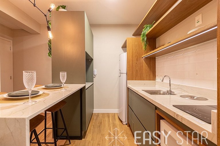 Easy Star - Studio sofisticado C/Vaga no Campo Belo - AH06I