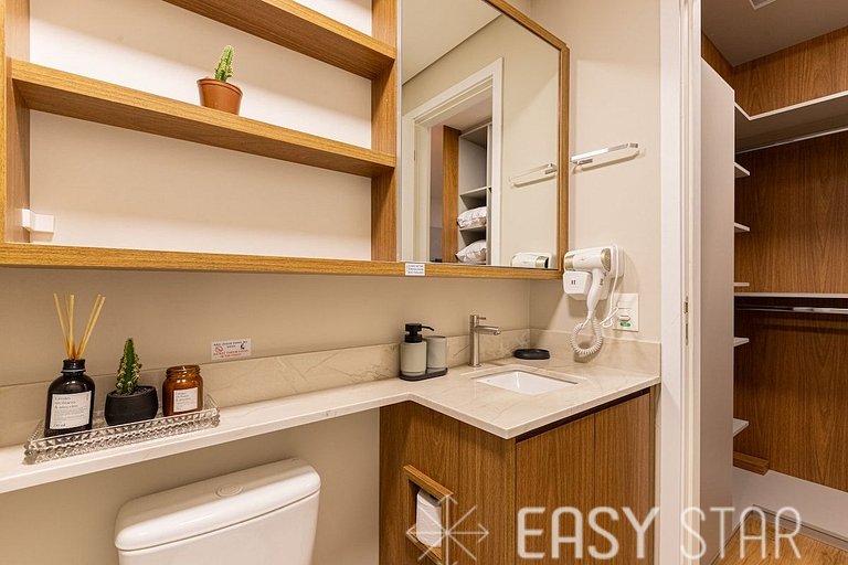 Easy Star - Studio sofisticado C/Vaga no Campo Belo - AH06I
