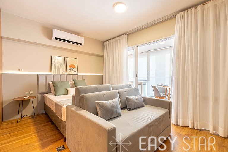 Easy Star - Studio sofisticado C/Vaga no Campo Belo - AH06I