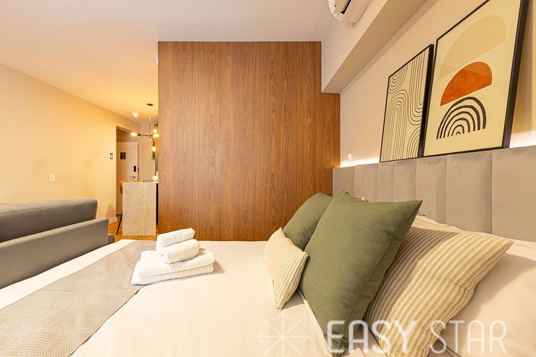 Easy Star - Studio sofisticado C/Vaga no Campo Belo - AH06I