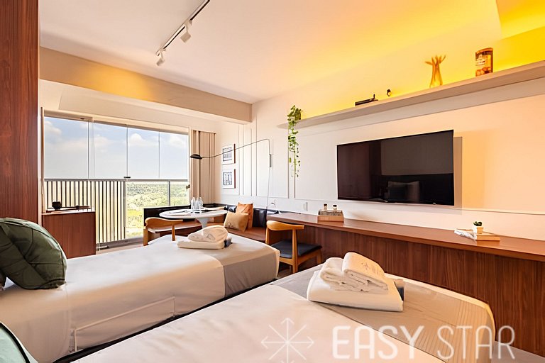 Easy Star - Fabuloso studio duplo no Alto da Boa Vista - GA0