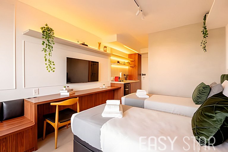 Easy Star - Fabuloso studio duplo no Alto da Boa Vista - GA0