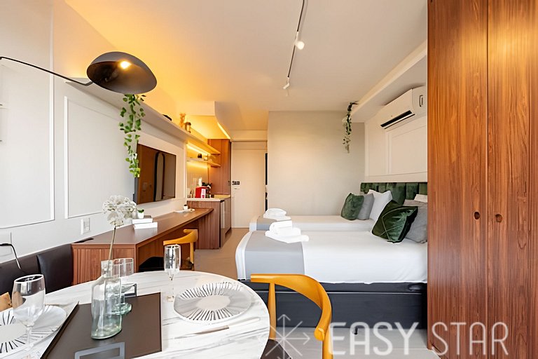 Easy Star - Fabuloso studio duplo no Alto da Boa Vista - GA0
