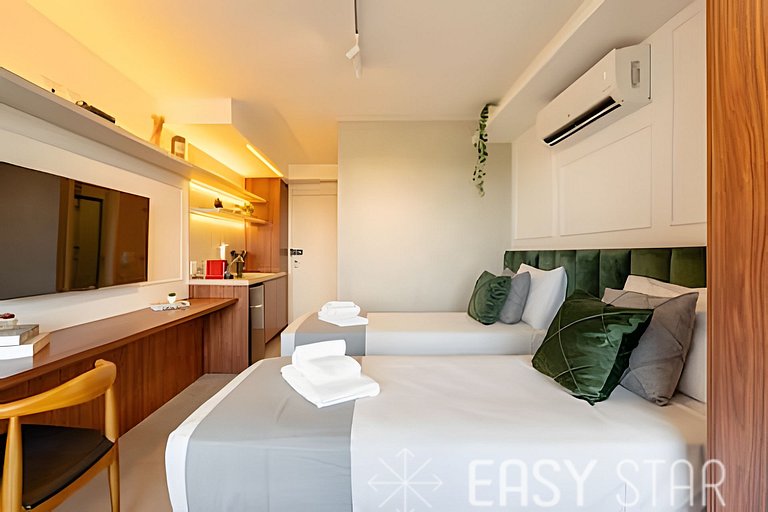 Easy Star - Fabuloso studio duplo no Alto da Boa Vista - GA0