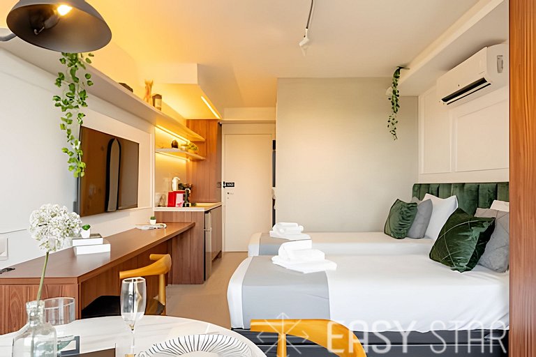 Easy Star - Fabuloso studio duplo no Alto da Boa Vista - GA0