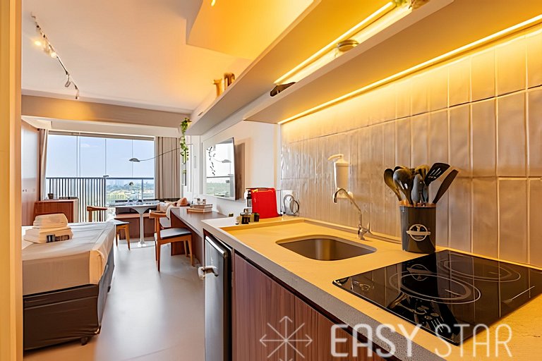 Easy Star - Fabuloso studio duplo no Alto da Boa Vista - GA0
