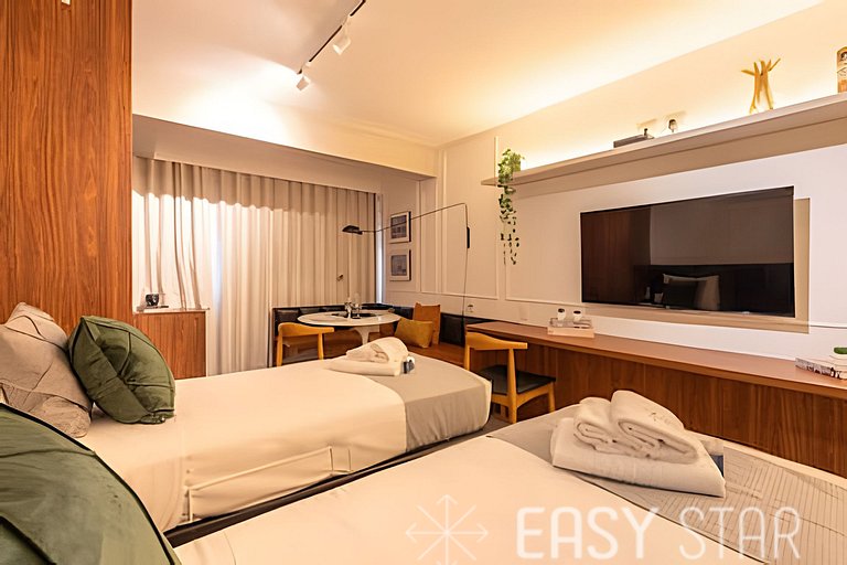 Easy Star - Fabuloso studio duplo no Alto da Boa Vista - GA0