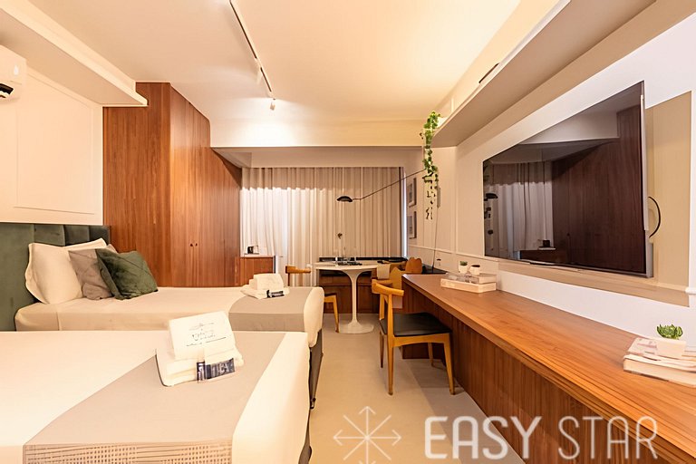 Easy Star - Fabuloso studio duplo no Alto da Boa Vista - GA0