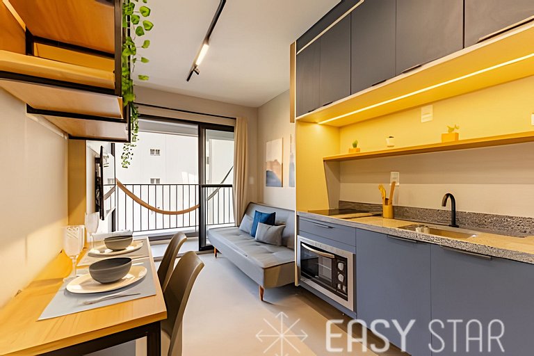 Easy Star - Belo apto com 1 quarto e varanda - II01I