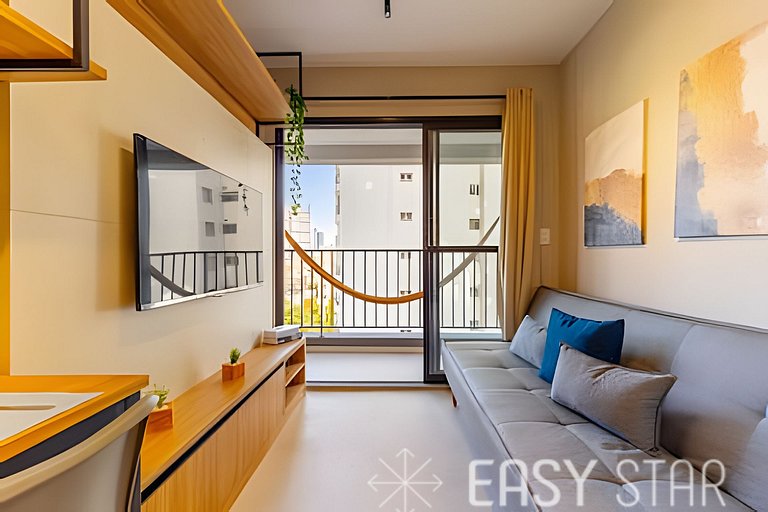 Easy Star - Belo apto com 1 quarto e varanda - II01I