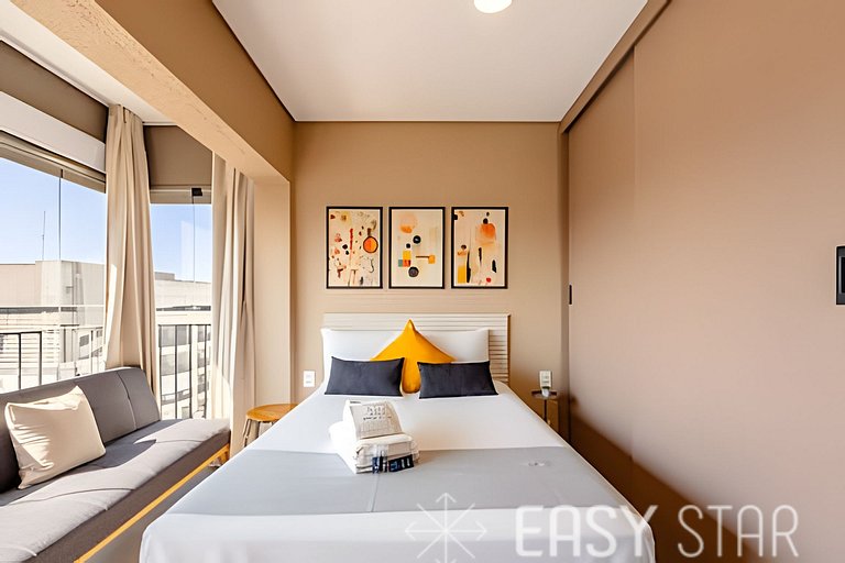 Easy Star - Lindo studio no 24° andar com vista livre - IL01