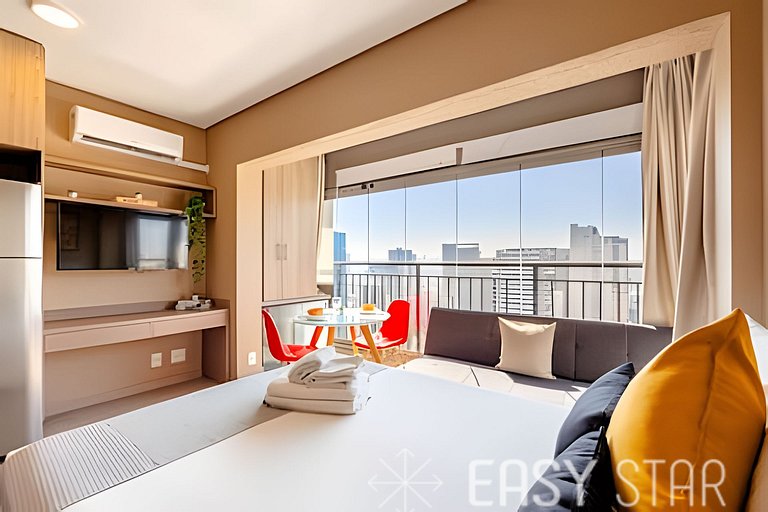 Easy Star - Lindo studio no 24° andar com vista livre - IL01
