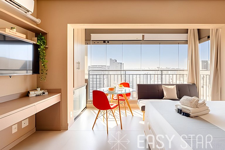 Easy Star - Lindo studio no 24° andar com vista livre - IL01
