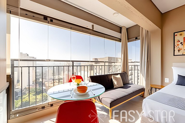 Easy Star - Lindo studio no 24° andar com vista livre - IL01