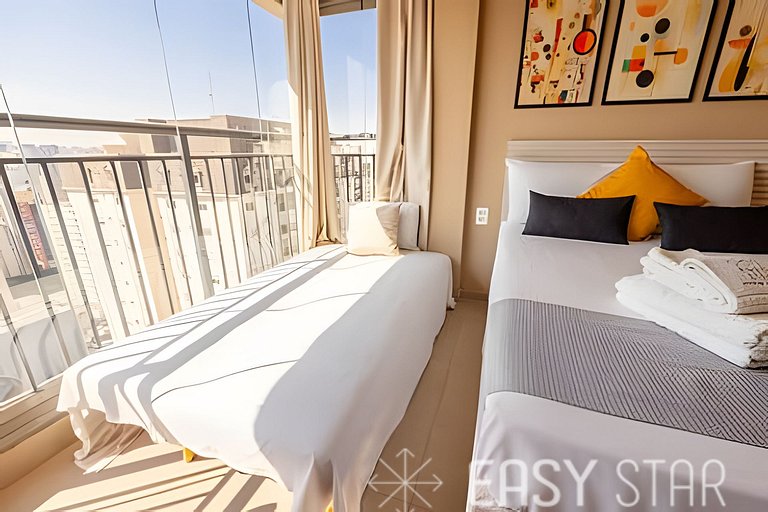 Easy Star - Lindo studio no 24° andar com vista livre - IL01