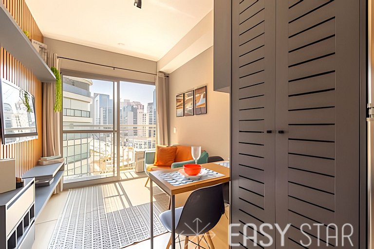 Easy Star - Charmoso apto de 1 quarto na Av. Santo Amaro - M