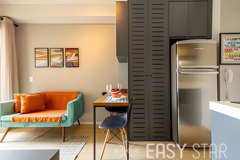Easy Star - Charmoso apto de 1 quarto na Av. Santo Amaro - M