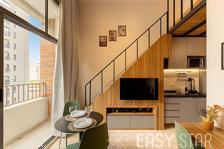 Easy Star - Belo studio com mezanino no coração do Brooklin