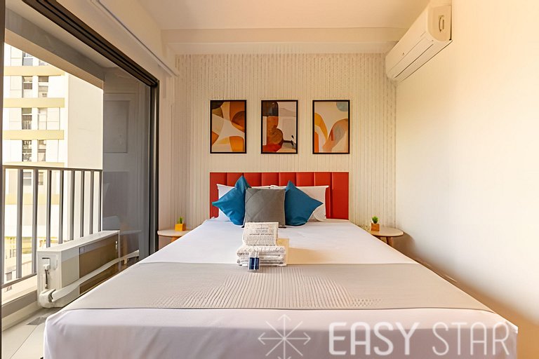 Easy Star - Charmoso studio com cama Queen no Brooklin - NH0