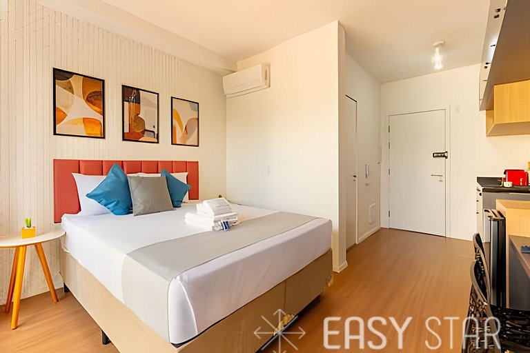 Easy Star - Charmoso studio com cama Queen no Brooklin - NH0