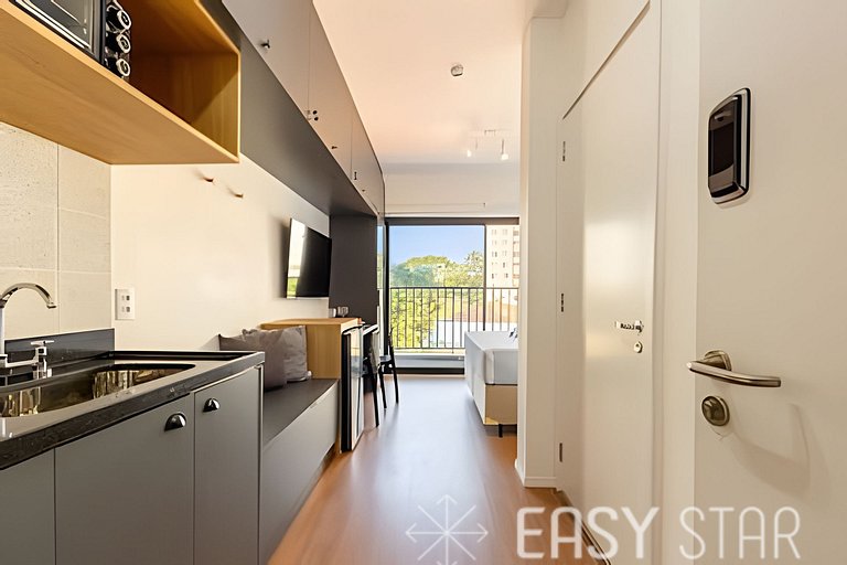 Easy Star - Charmoso studio com cama Queen no Brooklin - NH0