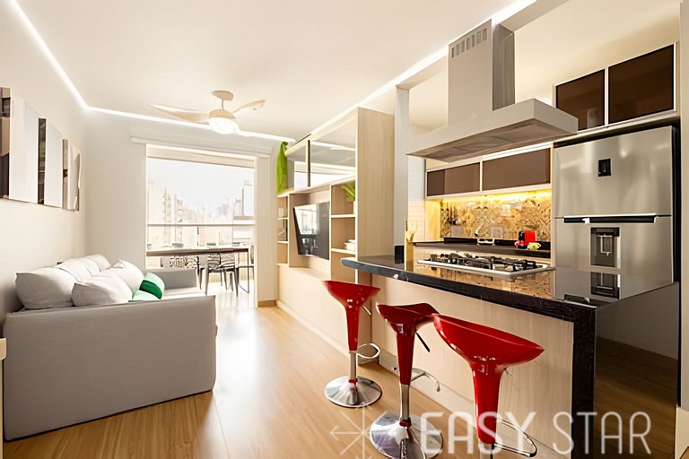 Easy Star - Belo apto c/ 2 quartos, vaga e varanda na Paulis