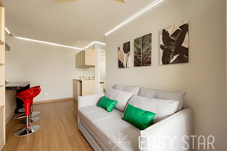 Easy Star - Belo apto c/ 2 quartos, vaga e varanda na Paulis