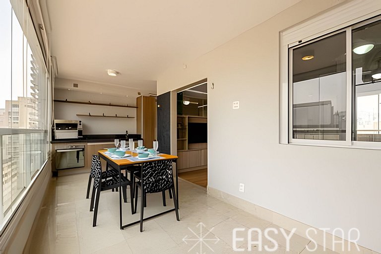 Easy Star - Belo apto c/ 2 quartos, vaga e varanda na Paulis
