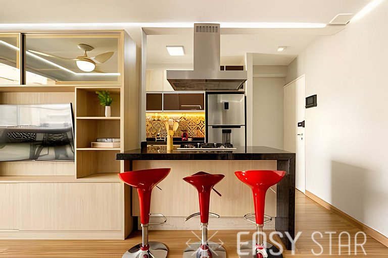 Easy Star - Belo apto c/ 2 quartos, vaga e varanda na Paulis