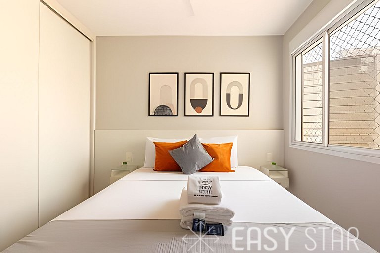 Easy Star - Belo apto c/ 2 quartos, vaga e varanda na Paulis