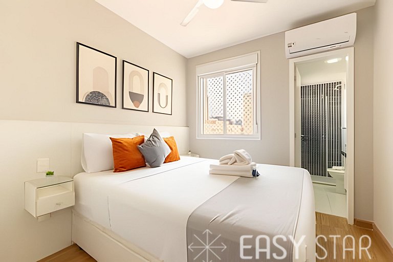Easy Star - Belo apto c/ 2 quartos, vaga e varanda na Paulis
