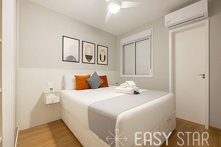 Easy Star - Belo apto c/ 2 quartos, vaga e varanda na Paulis