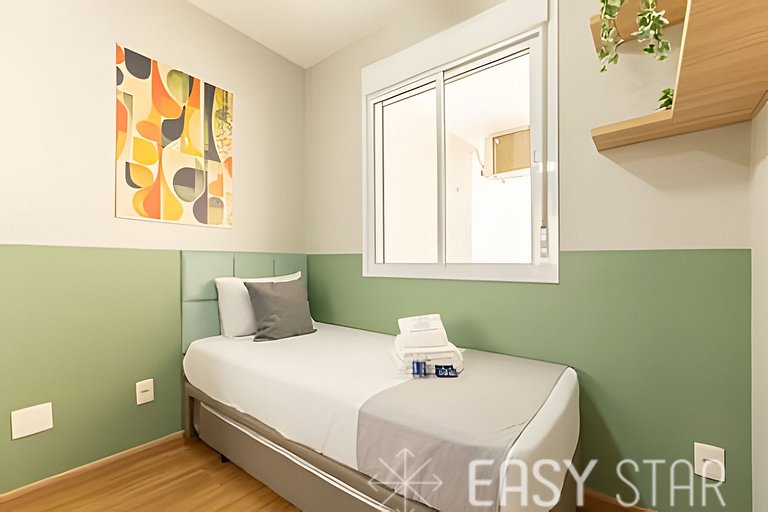 Easy Star - Belo apto c/ 2 quartos, vaga e varanda na Paulis