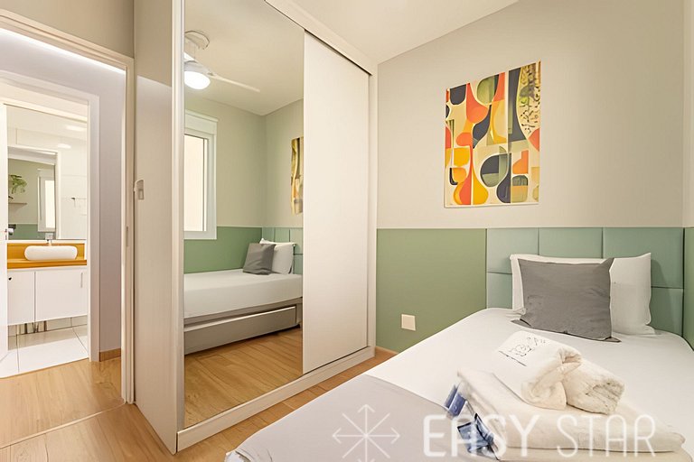 Easy Star - Belo apto c/ 2 quartos, vaga e varanda na Paulis