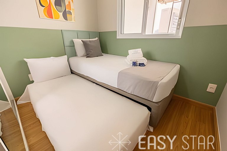 Easy Star - Belo apto c/ 2 quartos, vaga e varanda na Paulis