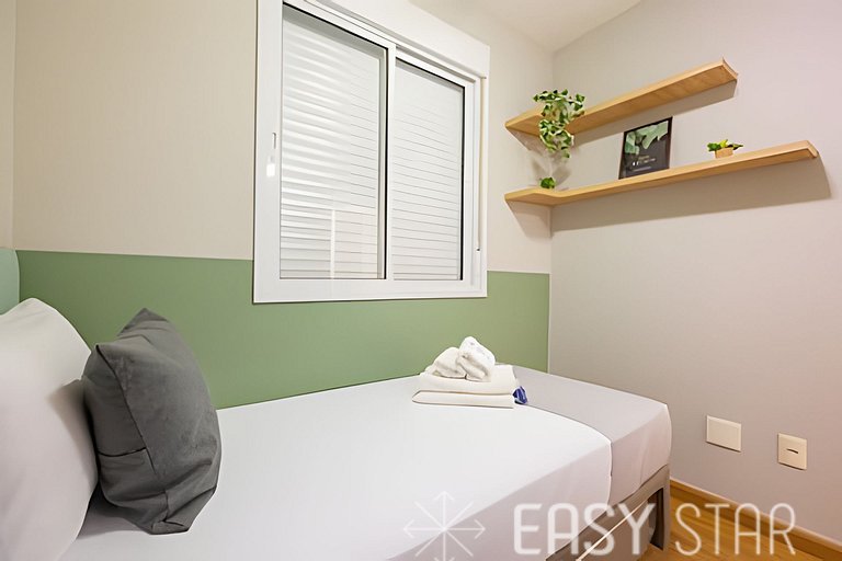 Easy Star - Belo apto c/ 2 quartos, vaga e varanda na Paulis