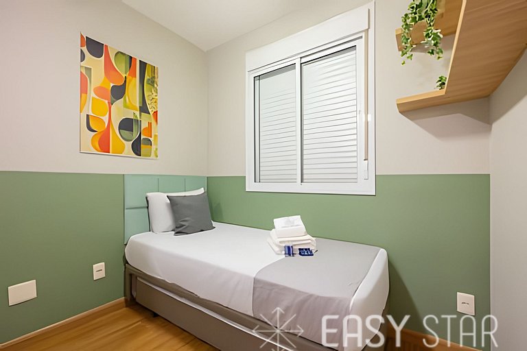 Easy Star - Belo apto c/ 2 quartos, vaga e varanda na Paulis