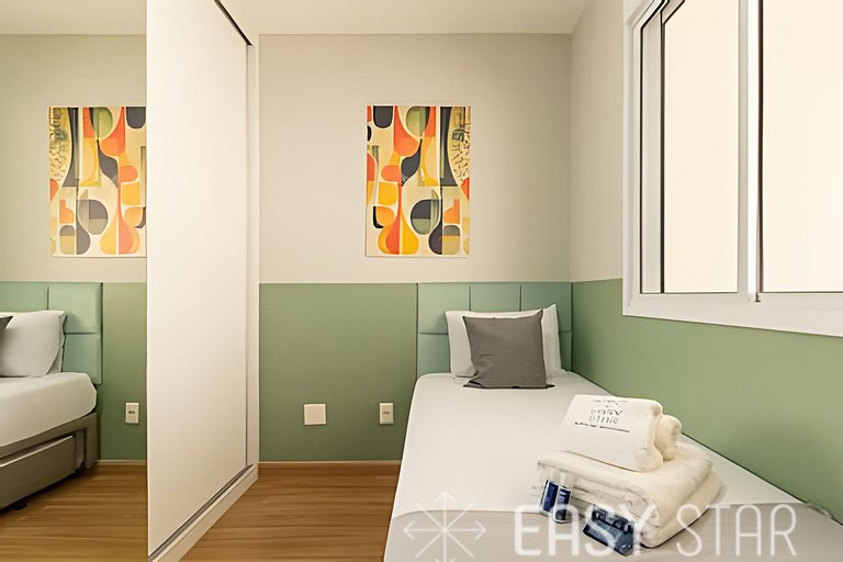 Easy Star - Belo apto c/ 2 quartos, vaga e varanda na Paulis