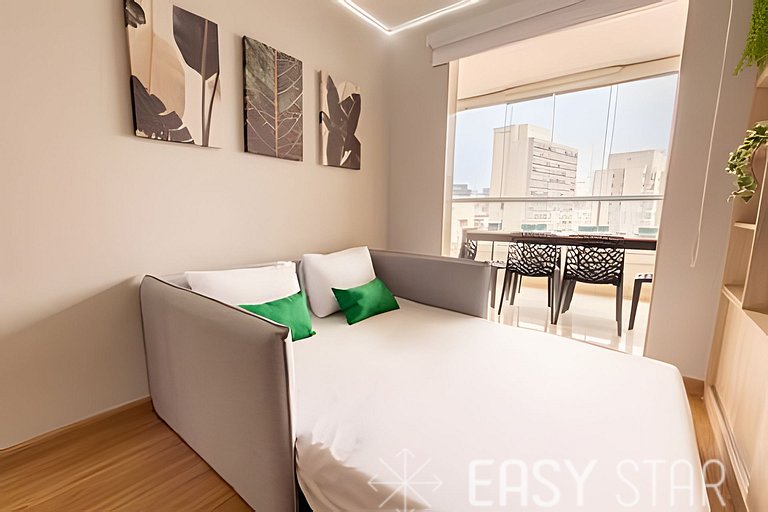 Easy Star - Belo apto c/ 2 quartos, vaga e varanda na Paulis