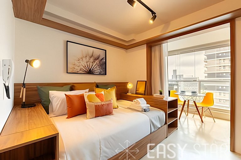 Easy Star - Belo studio C/varanda em Pinheiros - NT01I
