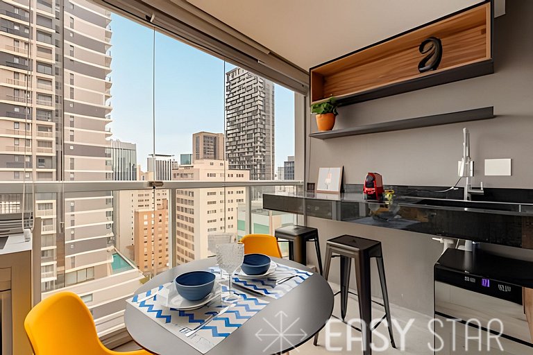 Easy Star - Belo studio C/varanda em Pinheiros - NT01I