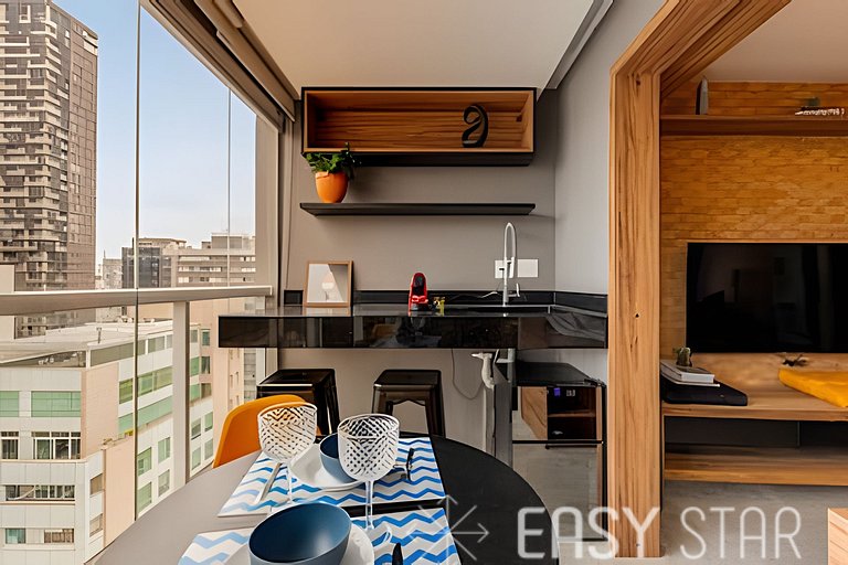Easy Star - Belo studio C/varanda em Pinheiros - NT01I