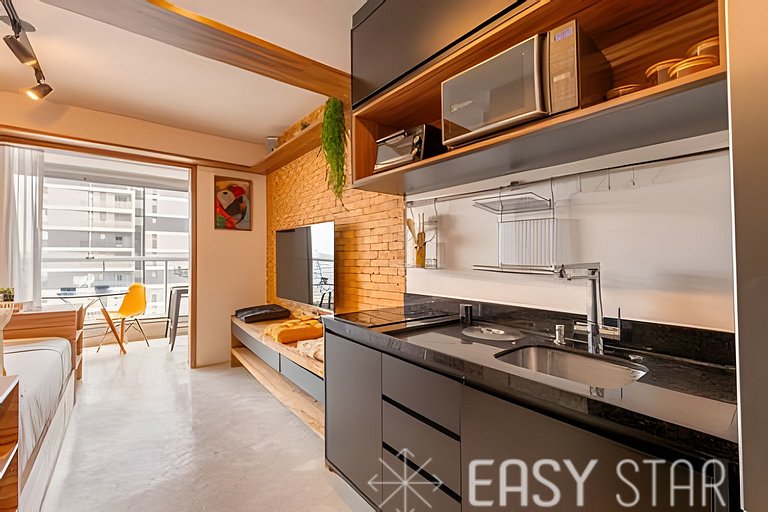 Easy Star - Belo studio C/varanda em Pinheiros - NT01I