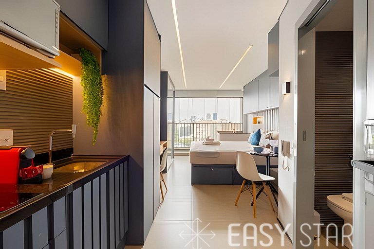 Easy Star - Belo studio com cama King ao lado da Oscar Freir