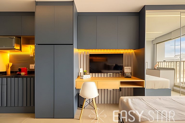 Easy Star - Belo studio com cama King ao lado da Oscar Freir