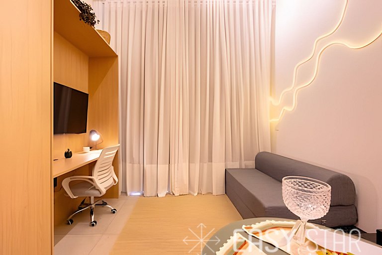 Charmoso studio com mezanino ao lado do Allianz