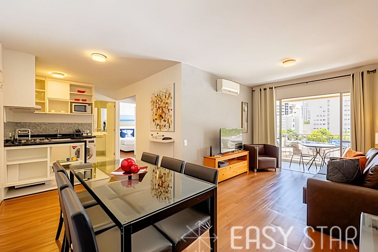 Easy Star - Belo apto C/Vaga, varanda e 2 dorms no Itaim Bib